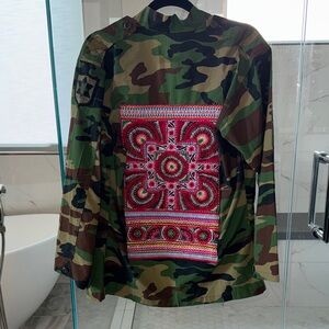 Handmade Women's Camouflage Utility Jacket with Stunning Embroidery